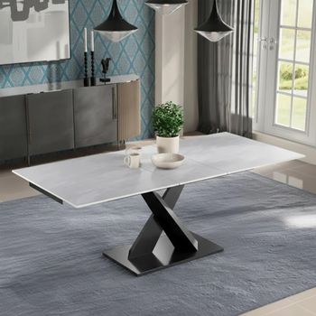 Rosalyn Argento Grey Ceramic 4-6 Seater 140cm-180cm Extending Dining Table