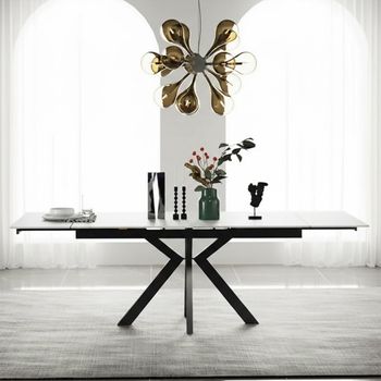 Vida Pearla Grey Ceramic 4-6 Seater Extending Dining Table