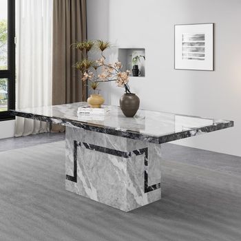 Venice Armani Grey Marble Dining Table - Sizes Available