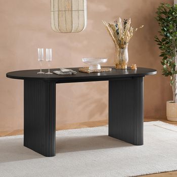 Axel Black Fluted 6 Seater 160cm Oval Dining Table