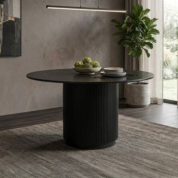 Erie Black Marble 6 Seater 140cm Round Dining Table