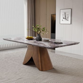 Enterprise Grey Marble Dining Table with Brass Base - Sizes Available