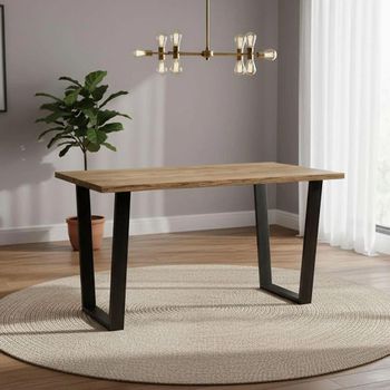 Clearance - Jersey Industrial Style Oak 4 Seater 140cm Dining Table - FSS17177