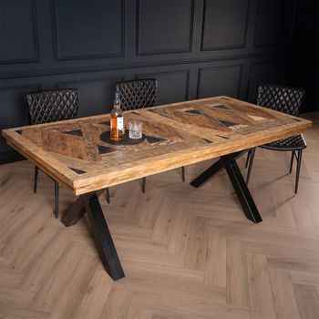 Juan Keruz Acacia Wood 8 Seater Dining Table with Cross Legs - Sizes Available