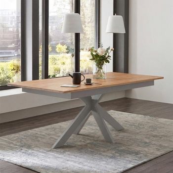 Boston Oiled Oak Extending Dining Table with Stainless Steel Spider Legs - Sizes Available