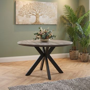 Manhattan Grey 4 Seater 120cm Round Dining Table with Black Spider Legs Base