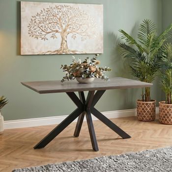 Manhattan Grey 4 Seater 140cm Dining Table with Black Spider Legs Base