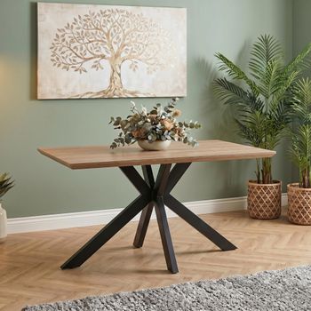 Manhattan Oak 4 Seater 140cm Dining Table with Black Spider Legs Base