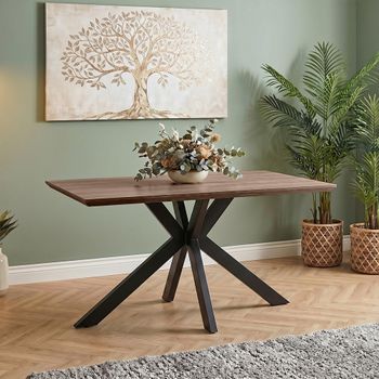 Manhattan Walnut 4 Seater 140cm Dining Table with Black Spider Legs Base
