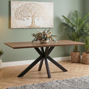 Manhattan Walnut 6 Seater 180cm Dining Table with Black Spider Legs Base