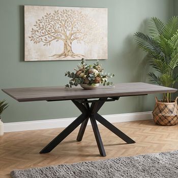 Manhattan Grey 6-8 Seater 180cm-220cm Extending Dining Table with Black Spider Legs Base