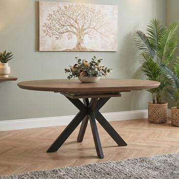 Manhattan 4-6 Seater 120cm-160cm Oval Walnut Extending Dining Table with Black Spider Legs Base