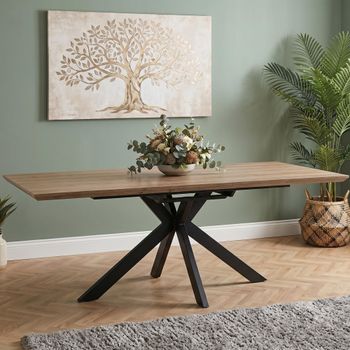Manhattan Walnut 6-8 Seater 180cm-220cm Extending Dining Table with Black Spider Legs Base