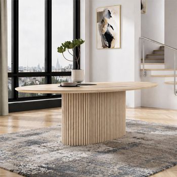Timo Lacquered Ash Oval Dining Table with Slatted Base - Sizes Available