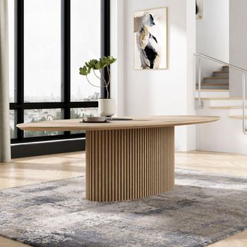 Timo Oiled Oak Oval Dining Table with Slatted Base - Sizes Available