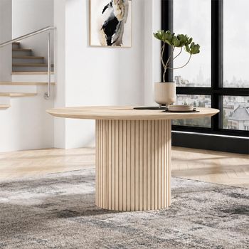 Timo Lacquered Ash Round Dining Table with Slatted Base - Sizes Available