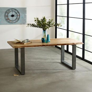 Baltic Solid Acacia Wood 6 Seater 150cm Live Edge Dining Table