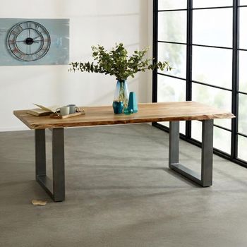 Baltic Solid Acacia Wood 8 Seater 200cm Live Edge Dining Table