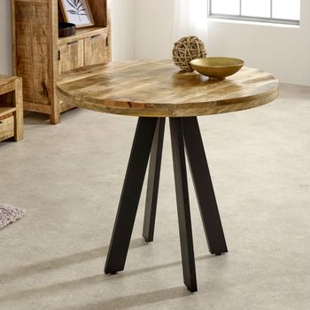 Surrey Solid Mango Wood 2 Seater 90cm Round Dining Table