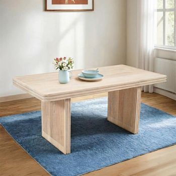 Hudson Mango Wood 6 Seater 165cm Ribbed Dining Table