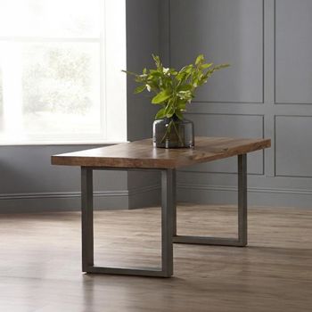 Metropolis Solid Wood and Metal 6 Seater 160cm Industrial Dining Table