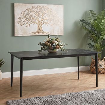 Amalfi Black Ceramic 6 Seater 180cm Dining Table