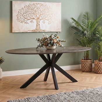 Galaxy Brown Ceramic 6 Seater 180cm Oval Dining Table