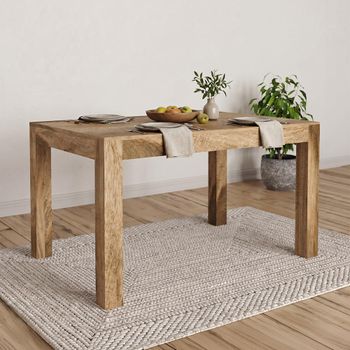Cube Natural Mango Wood 4 Seater 135cm Dining Table
