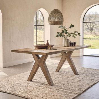 Sorrento Elm Wood 8 Seater 205cm Chevron Dining Table