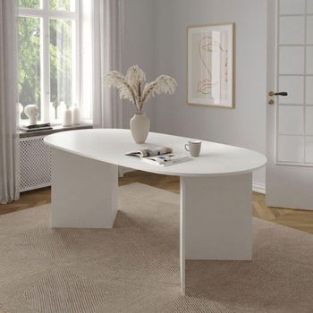 Family White 8 Seater 200cm Oval Dining Table