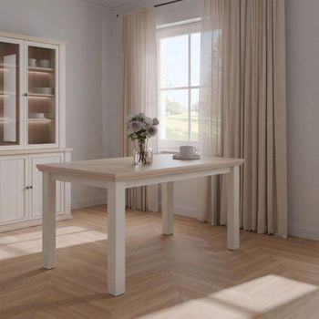 Pontypool White and Riva Oak 6-8 Seater Extending 150cm-200cm Dining Table