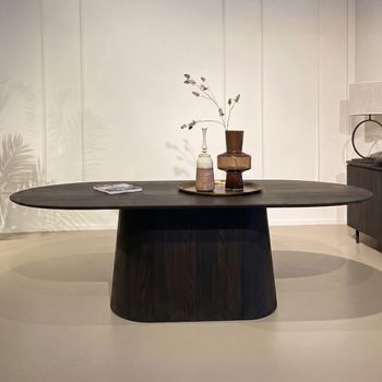 Novero Espresso Oak 8 Seater 230cm Oval Pedestal Dining Table