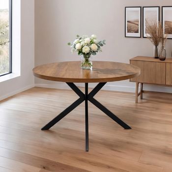 Panama Dark Oak 4 Seater 120cm Round Dining Table with Spider Legs