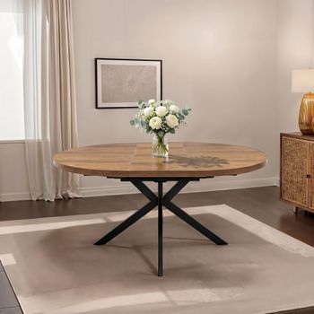 Panama Dark Oak 4-6 Seater 120cm-160cm Round Extending Dining Table with Spider Legs