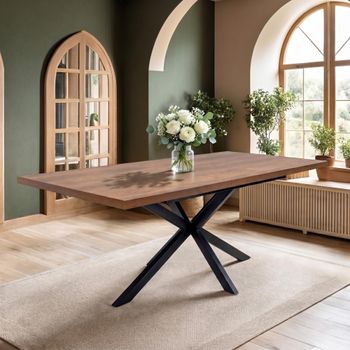 Panama Dark Oak 6-8 Seater 160cm-200cm Extending Dining Table with Spider Legs