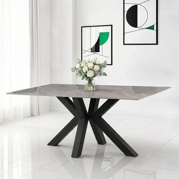 Cora Polished Rebecca Grey Sintered Stone 6 Seater 180cm Dining Table
