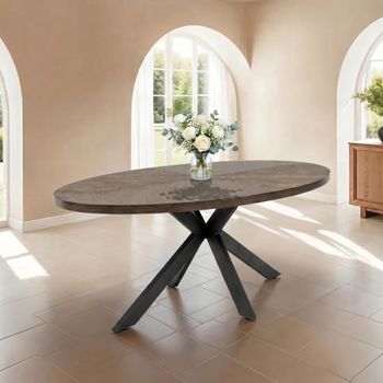 Samara Dark Oak 6 Seater 180cm Oval Dining Table with Spider Legs