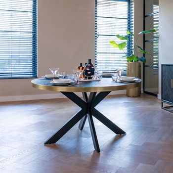 Bloomville Shagreen 6 Seater Round Dining Table with Spider Legs
