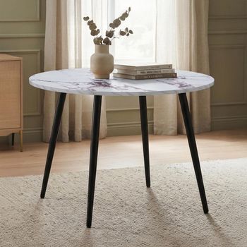 Horizon Violetta and Black Marble Effect and Metal 2 Seater 90cm Round Dining Table