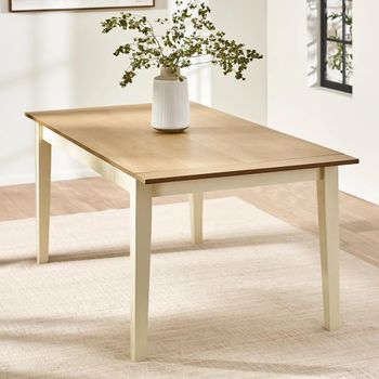 Larissa Natural and Ivory Oak Veneer 6-10 Seater 173cm-251cm Extending Dining Table