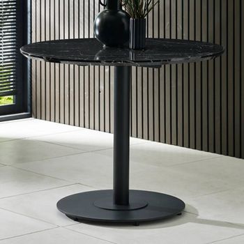 Luca Black Marble Effect and Metal 4 Seater 100cm Round Dining Table