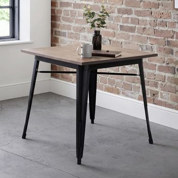 Grafton Black Elm Wood and Metal 2 Seater 80cm Square Dining Table