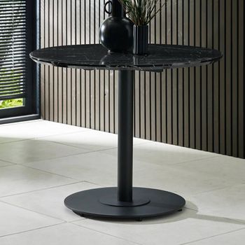 Luca Black Marble Effect and Metal 2 Seater 80cm Round Dining Table