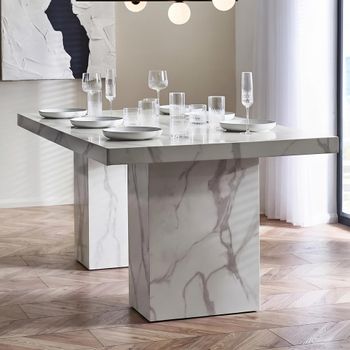 Rome White Marble Effect 6 Seater 180cm Dining Table