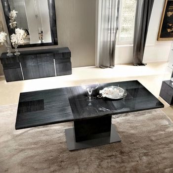Montecarlo Italian Grey Koto High Gloss 8-10 Seater 196cm-250cm Pedestal Extending Dining Table