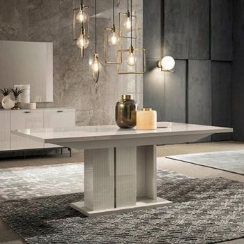 Claire Italian Pearl Line Eco Veneer High Gloss 6-8 Seater 160-210cm Pedestal Extending Dining Table