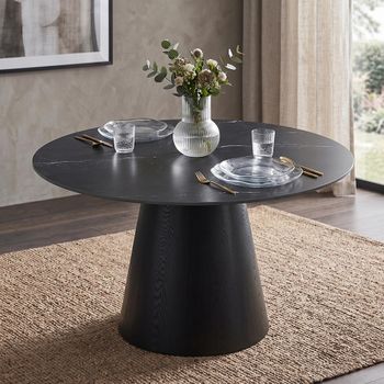 Calgary Black 4 Seater 110cm Round Dining Table
