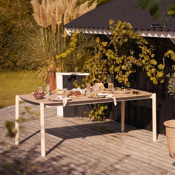 Abela Outdoor Sand and Natural Wood and Aluminium 8 Seater 200cm Dining Table