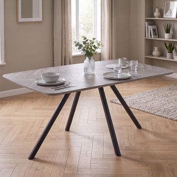 Symphony Grey and Black Wood 6 Seater 160cm Dining Table