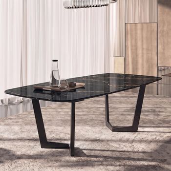 Zenith Italian Thunder Night and Black Ceramic Top 8 Seater 200cm Dining Table with Net Base